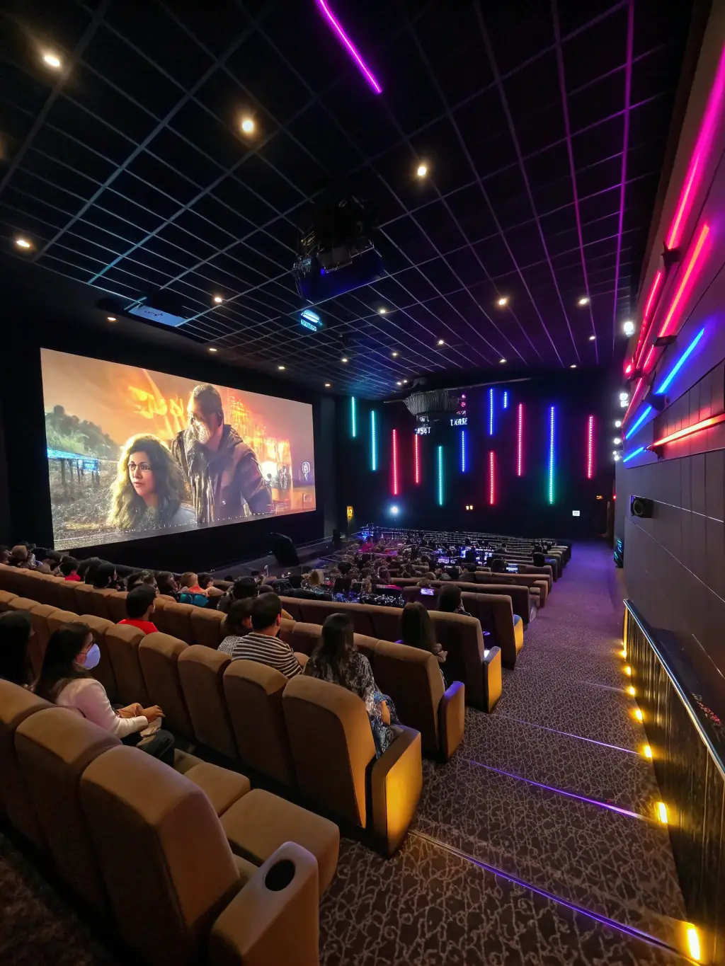 A diverse audience enjoying a film festival showcasing international cinema, reflecting CINEMATHEQUE IN CINEMA's commitment to cultural appreciation.